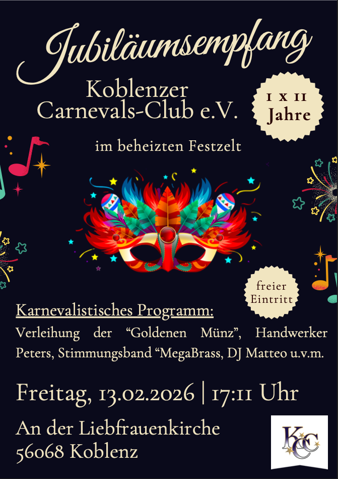Plakat: Jubiläumsempfang Die Goldene Münz – KCC Koblenz